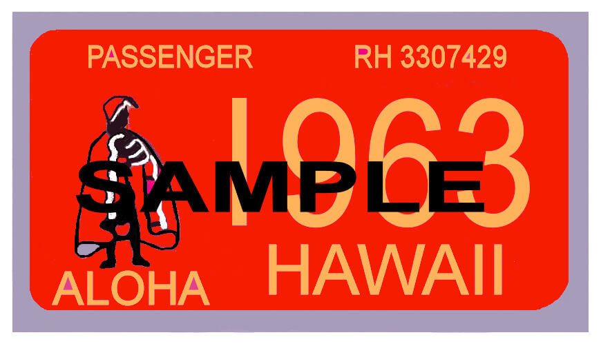 1963 Hawaii Registration Sticker